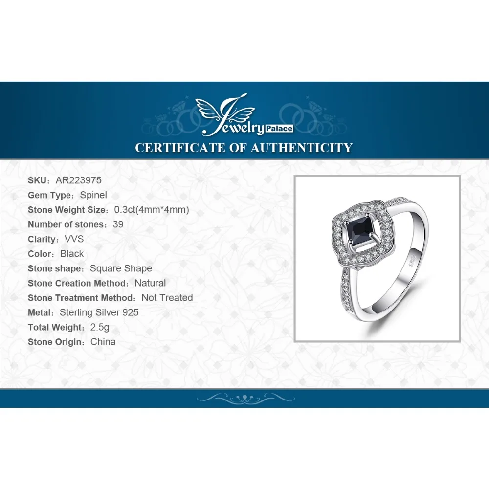 JewelryPalace элегантный 0.55ct квадратных вырезать из натуральной шпинелей 925 пробы