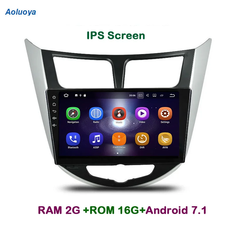 Aoluoya IPS 2 Гб ОЗУ Android 7 1 автомобильный DVD GPS навигационный плеер для Hyundai Verna Accent Solaries