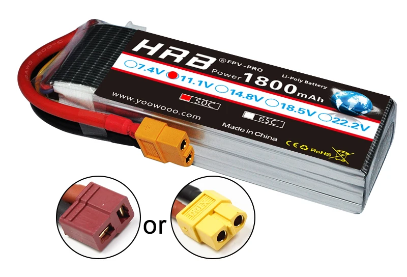 HRB батарея 1800mAh 2S 3S Lipo 7,4 V 11,1 V XT60 T Deans 50C 14,8 V 18,5 V 22,2 V 4S 5S 6S 1S RC запчасти для Mjx Bugs самолет лодка автомобиль