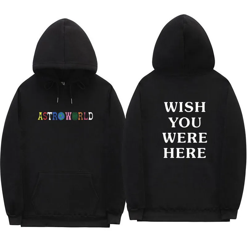 2 black Трэвиса Скотта Astroworld WISH YOU WAS HERE толстовки Модные с буквенным принтом худи уличная одежда для мужчин и женщин пуловер Толстовка - Цвет: 2 black
