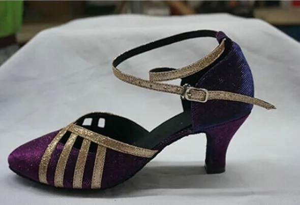 Новинка Бесплатная доставка фиолетовая блестящая танцевальная обувь с закрытым