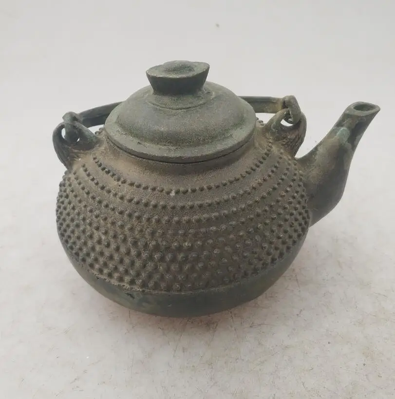 

Collection chinese Handmade old bronze Gilt Ingots teapot, Home Decoration antique teapot