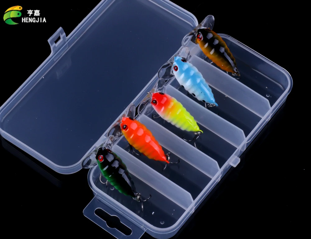 

HENGJIA 5pcs 4cm 4.4g hard plastic cicada topwater floating wobbler lifelike fishing baits tackle insect lure