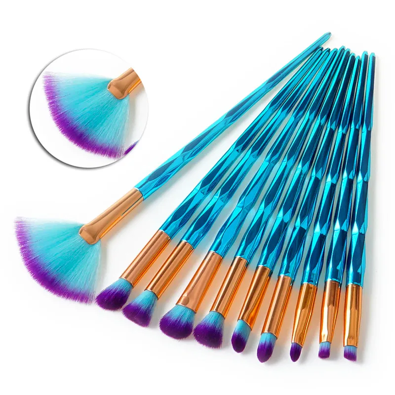 7/10 Pcs Trendy Foundation Eyebrow Eyeliner Face Blush Diamond Powder Cosmetic Concealer Makeup Brushes Set Hot | Красота и здоровье