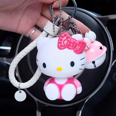 Милый мультфильм hello kitty Кролик бант брелок в стиле Kiki Женские Кожаные Веревки Игрушки Детские брелки-цепочки автомобиля сумка Шарм D36 - Цвет: 16
