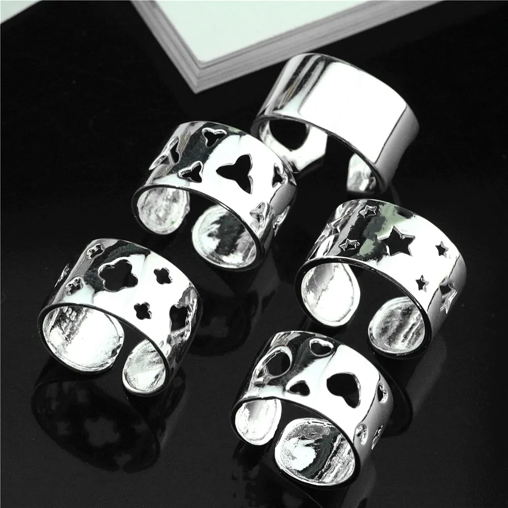 Новинка! Кольцо в Корейском стиле для мужчин и женщин серебристое Открытое