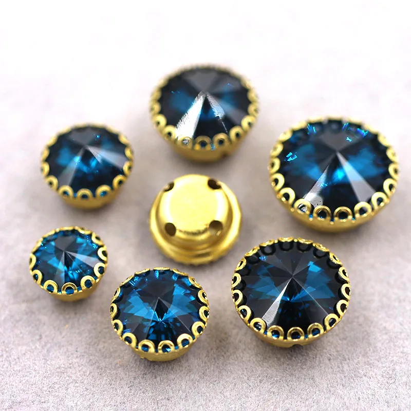 Новое поступление павлиний синий круглый стеклянный кристалл стразы для шитья