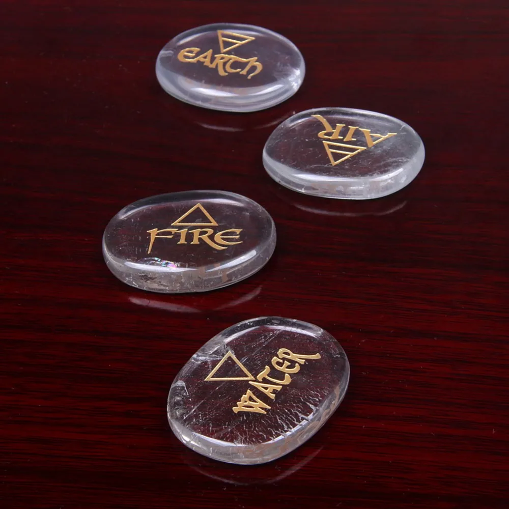 Гравированный элемент символ чистый кварц чакра камень Пальма Кристалл Рейки