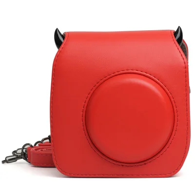 Devil red Fujifilm Instax Mini 25 Mini 26 чехол для камеры Сумка PU кожаный чехол с плечевым ремнем для Instax Mini 25 26 фотоаппарат Polaroid чехлы - Цвет: Devil red