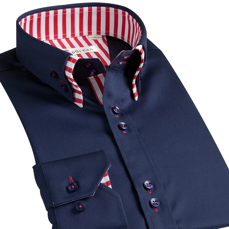 

DEEPOCEANMen Fashion Shirt Slim Fit Cotton Shirt Men Clothes Long Smart Casual Business Formal Shirts Camisa De Hombre