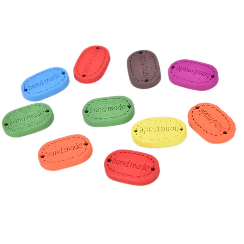 Красочные Случайные Смешанные шаблон ручной работы бренд 2 отверстия деревянные