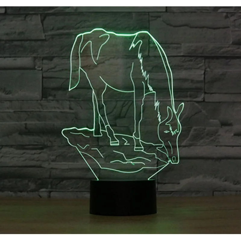 3D LED ночник лошадь Питьевая вода с 7 видов цветов свет для украшения дома лампа