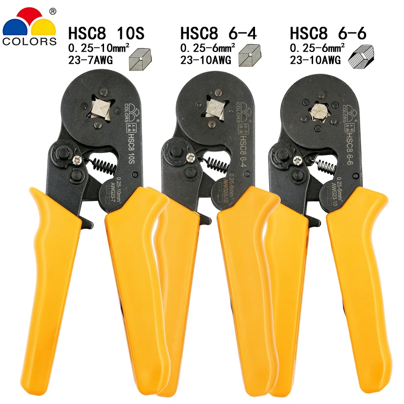 HSC8 10S обжимные клещи 0,25-10mm2 23-7AWG HSC8 6-4/6-6 с 1020 шт./кор. трубы типа Тип иглы Терминала Мини Давление провода инструмент