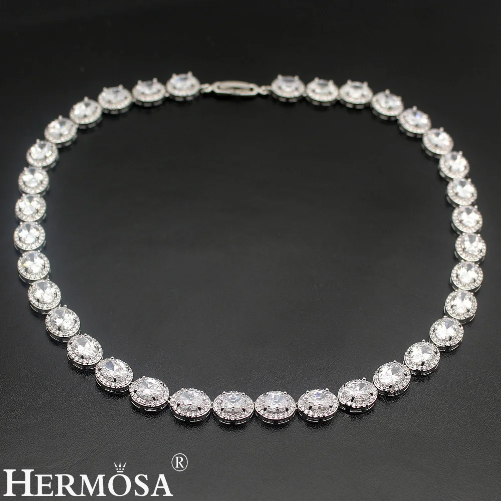 

HERMOSA jewelry New Fashion 925 Sterling Silver Color Oval Necklace Earrings set ST22
