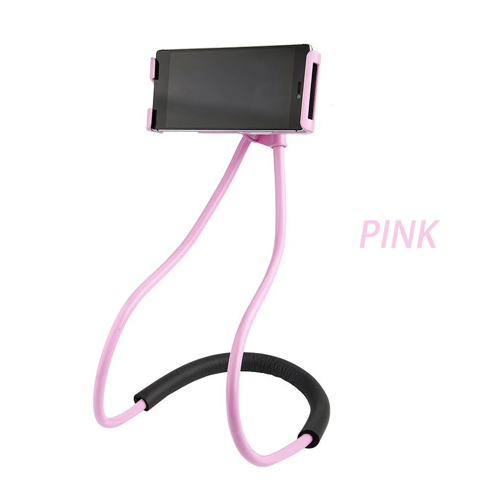Pink Новые ленивый средства ухода за кожей Шеи телефон Hold подвесное ожерелье телефона Поддержка кронштейн для samsung универсальный держатель iphone X 8 7 6 Xiaomi - Цвет: Pink