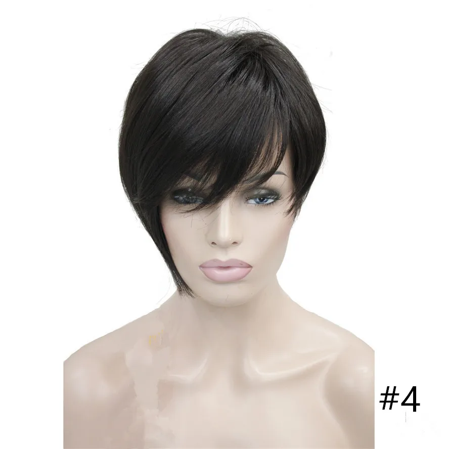 StrongBeauty женские парики Асимметричные наклонные челки короткие прямые боб натуральный Синтетический Полный парик 6 цветов