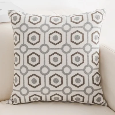Pattern C Junwell диванные подушки, 18x18 дюймов, хлопок, полная вышивка, геометрические круги, декоративные подушки - Цвет: Pattern C