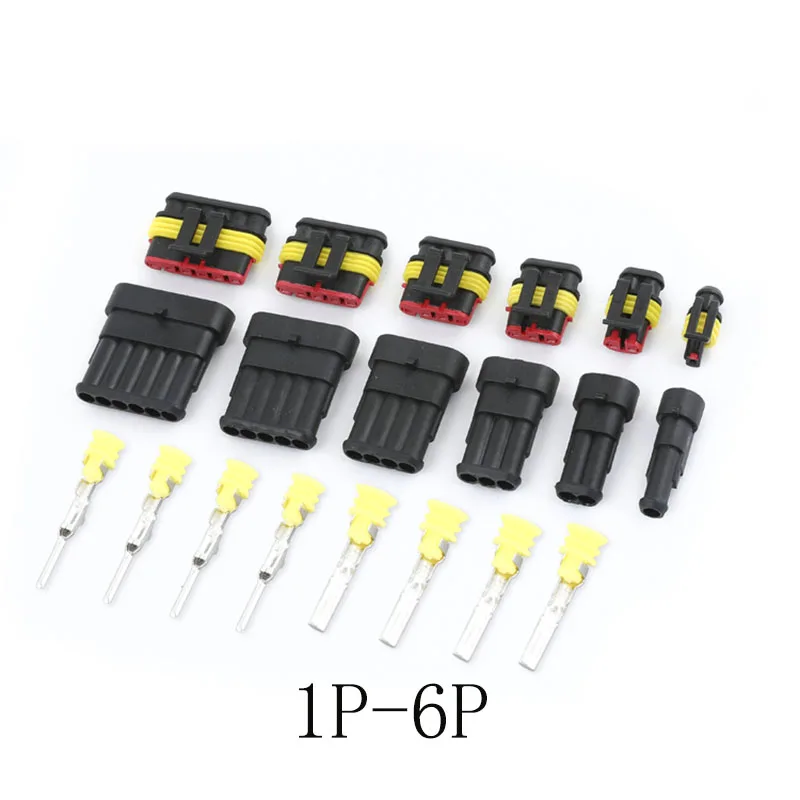 

20set 50set kit 1p- 6p car harness connector waterproof connector HX plug socket male female connector 2 core hole butt plug