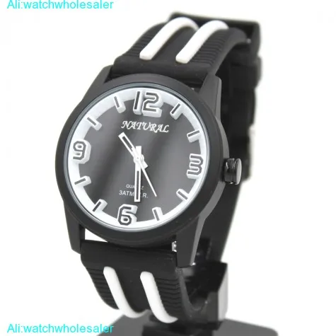 

Luxury Brand Unisex Analog Quartz Round Watch Japan PC21J Movement Black Soft Silicone Band Black Dial Water Resistant