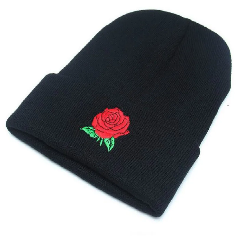 Розовая женская вязаная шапка Skullies & Beanies Черная Вязаная мужская с цветочной