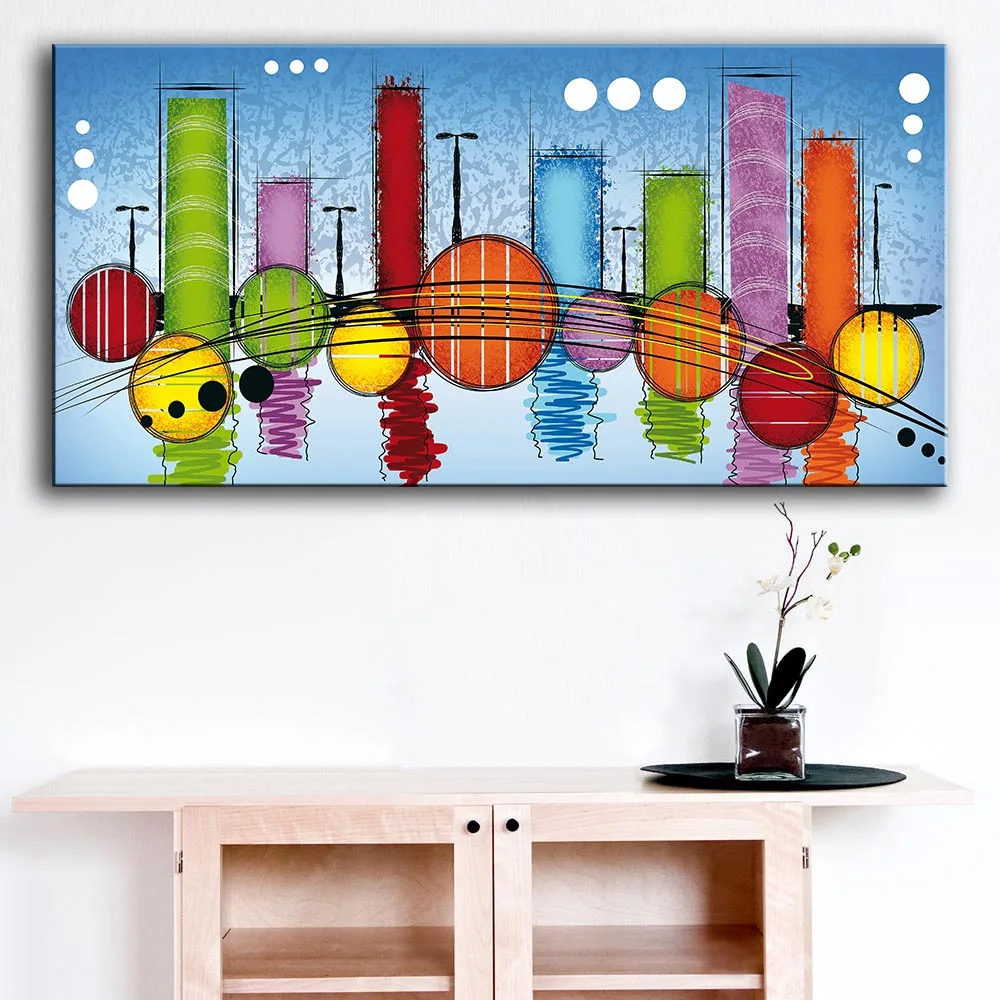 Modern wall color-city-figures-geometry oil painting Prints Painting on canvas No frame Pictures Decor For Living Room | Дом и сад