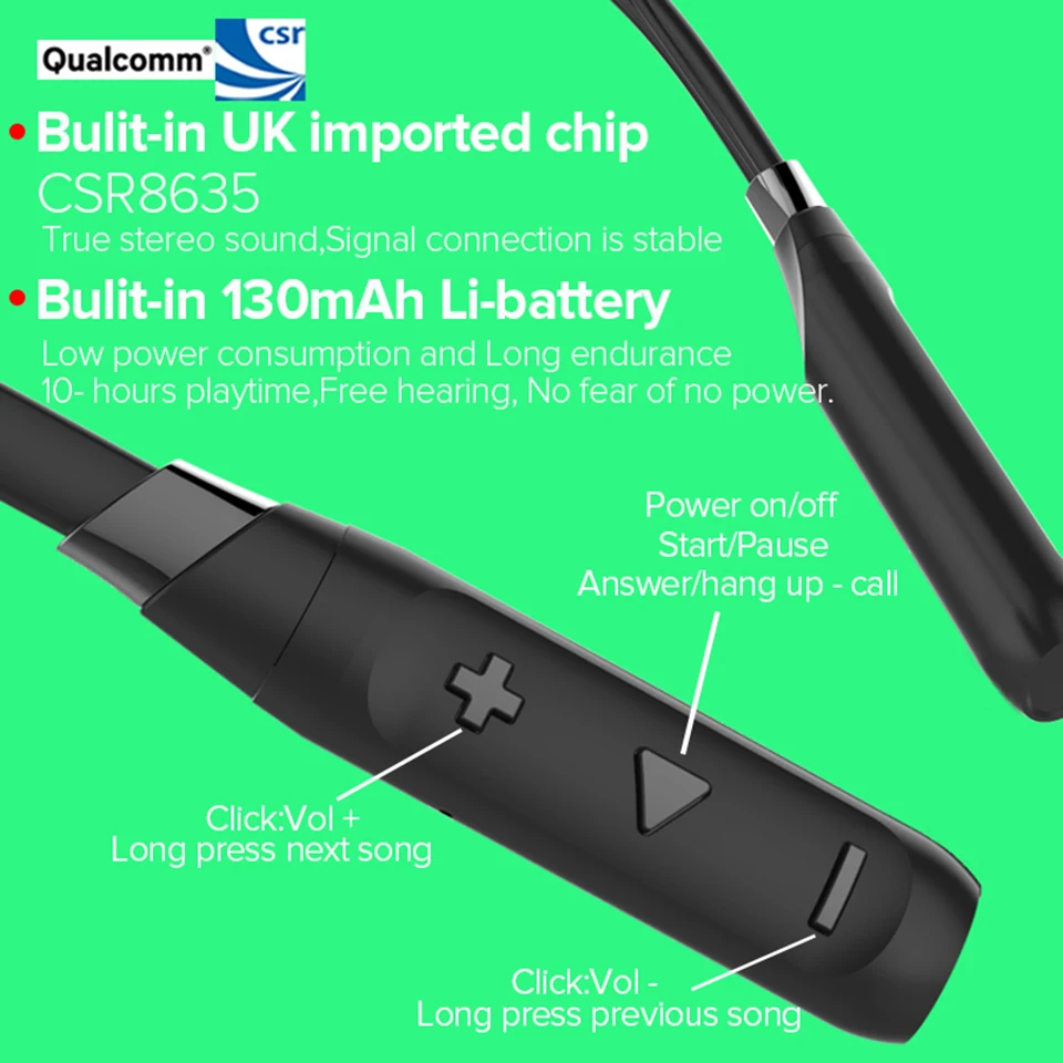 Lewinner J16 Bluetooth наушники со встроенным микрофоном беспроводные легкие спортивные с