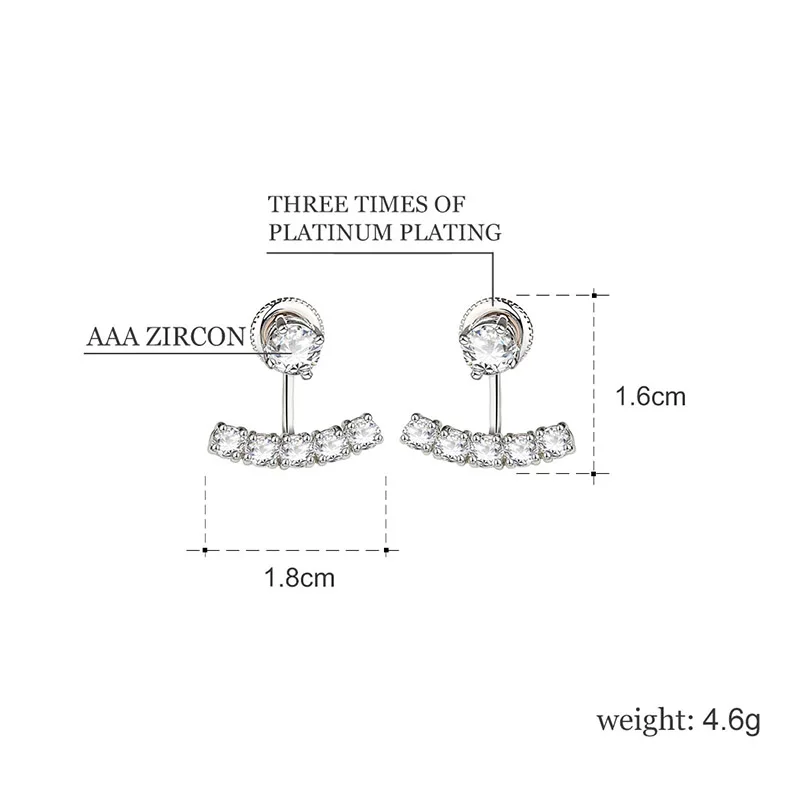Роскошные Элегантные Висит Прекрасный Двухсторонняя Стад Серьги посеребренная