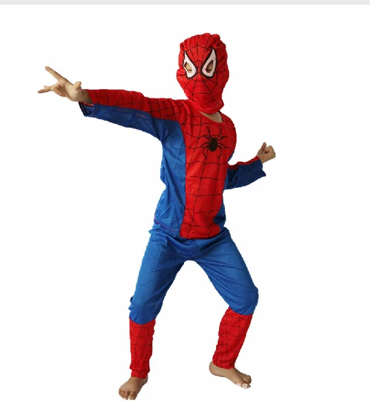 Красный костюм паука Черный Бэтмен Супермен костюмы на Хэллоуин для детей