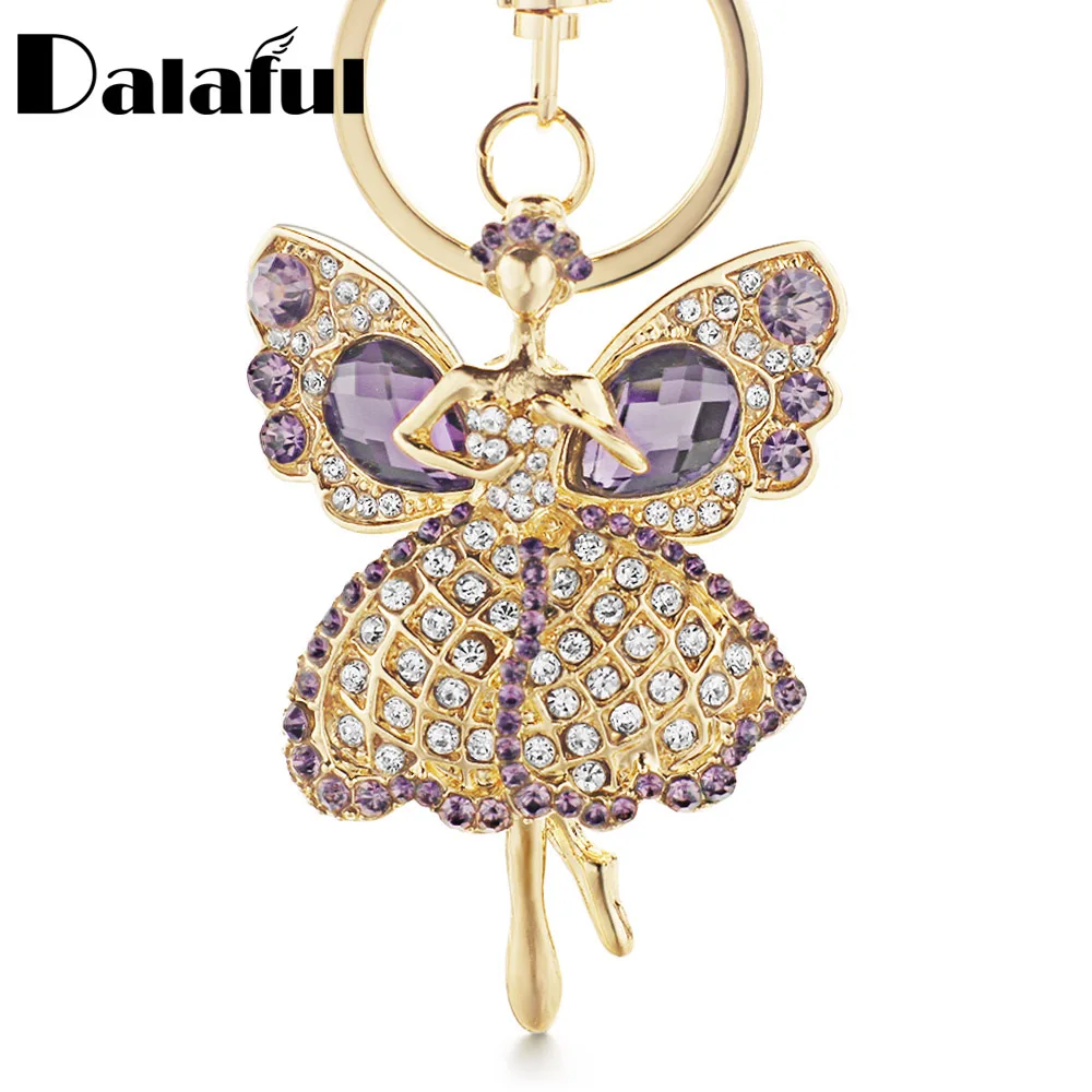 Dalaful Lucky Angel Wings Elves хрустальные Брелоки для ключей, держатель для ключей, женский подарок, модные брелки-новинки K244