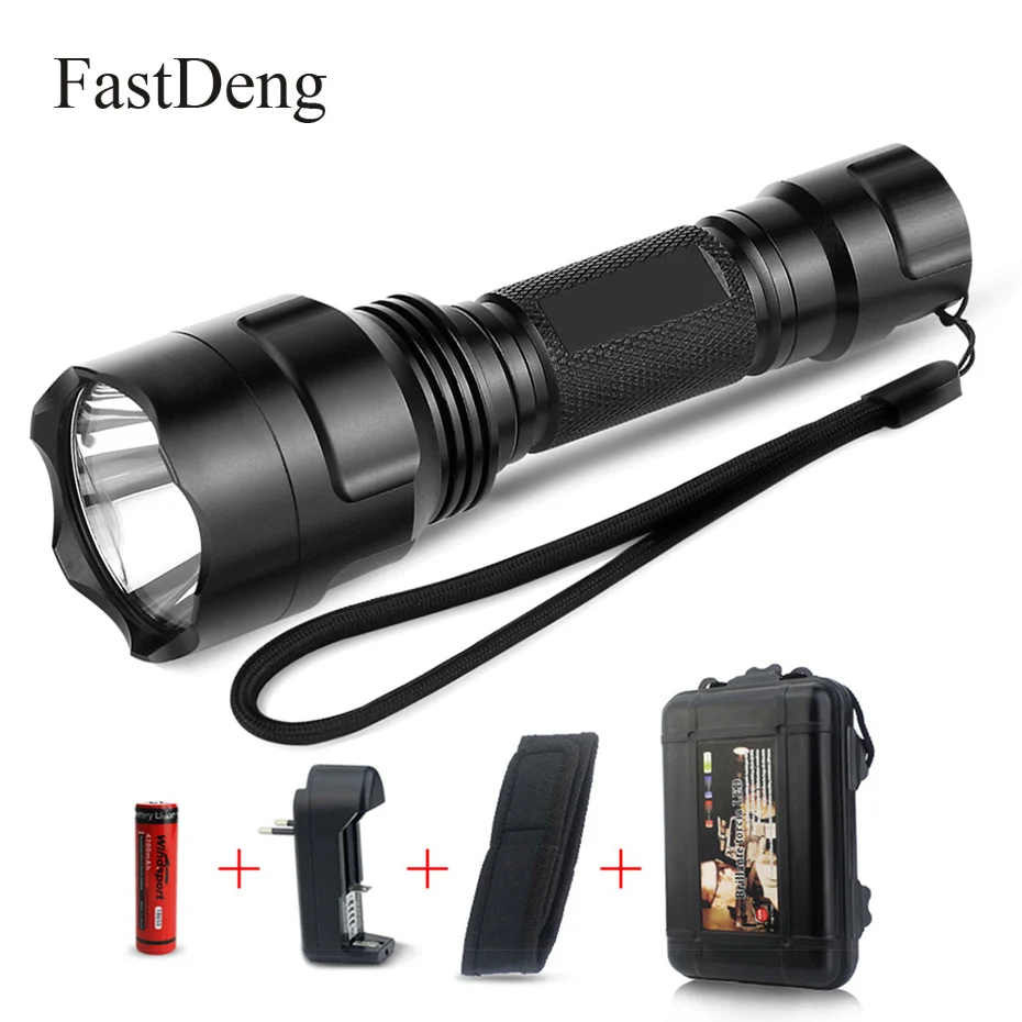 LED Flashlight XML T6 C8 Torch 2000Lumens Flash Light Tactical for Riding Camping Hiking Hunting With 18650 Battery + Charger
LED Flashlight XML T6 C8 Torch 2000Lumens Flash Light Tactical for Riding Camping Hiking Hunting With 18650 Battery + Charger