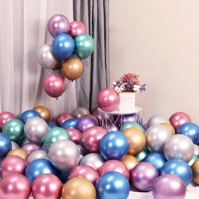 100pcs 12inch 2.8g Metallic Thick Pearl Chrome Latex Balloons Happy Birthday Party Decorations Kids Wedding Helium Air Ballon | Дом и сад