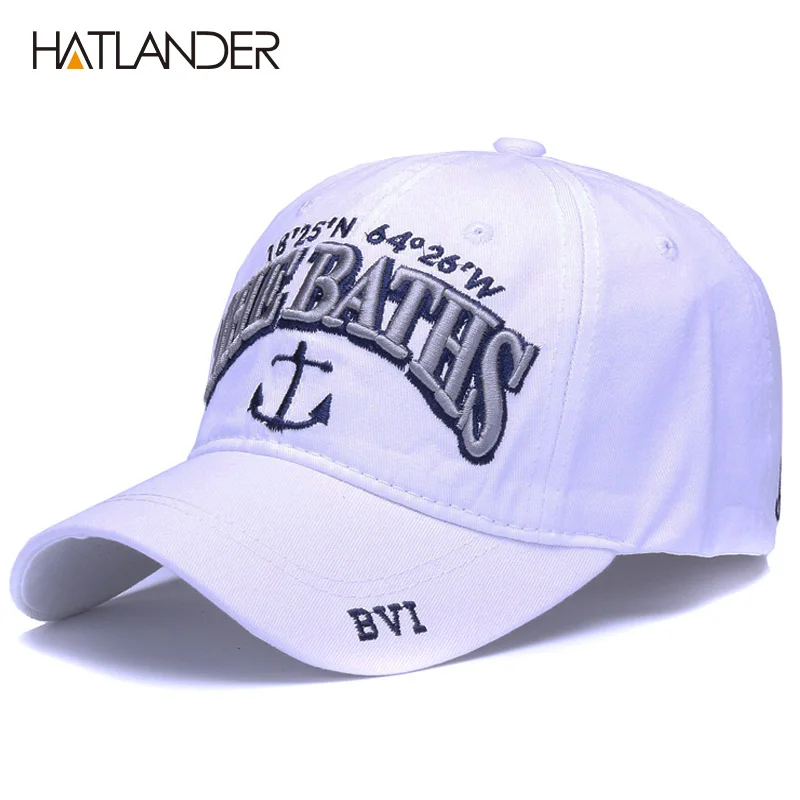 HATLANDER, Хлопковые бейсболки с вышивкой в виде якоря, модные спортивные шапки, регулируемая уличная Кепка От Солнца, бейсболка, мягкая Кепка gorras dad hat - Цвет: white