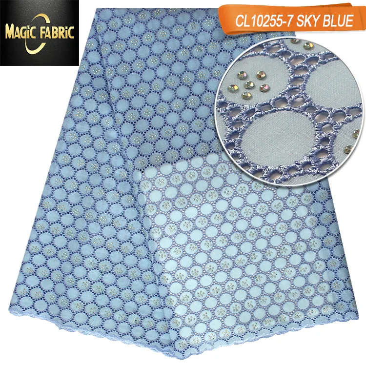 

African lace fabric 2019 Nigerian Cotton lace fabrics For wedding Dress African Lace Fabric Cotton Eyelet dry Lace CL10255