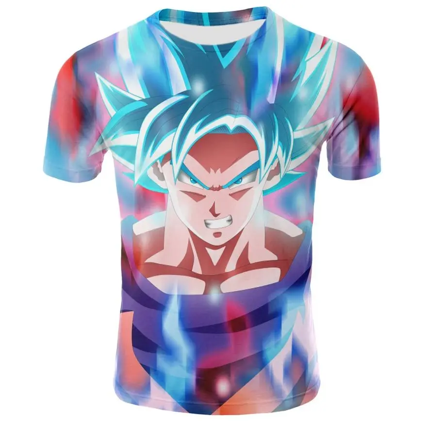 Dragon Ball Z Для мужчин летние футболки 3D печать Супер Saiyan малыш Сон Гоку черный Zamasu