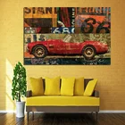 Винтажная картина HD с изображением автомобиля, мотоцикла, улицы, искусство, граффити, абстрактная масляная живопись на холсте, постер, Настенная картина для гостиной