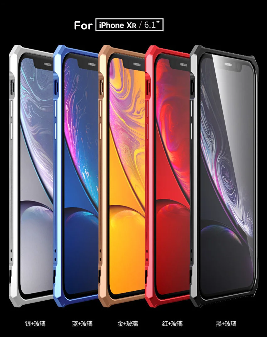 Алюминиевый металлический бампер+ чехол из закаленного стекла для iPhone XR XS Max роскошный противоударный чехол для iPhone XS XR