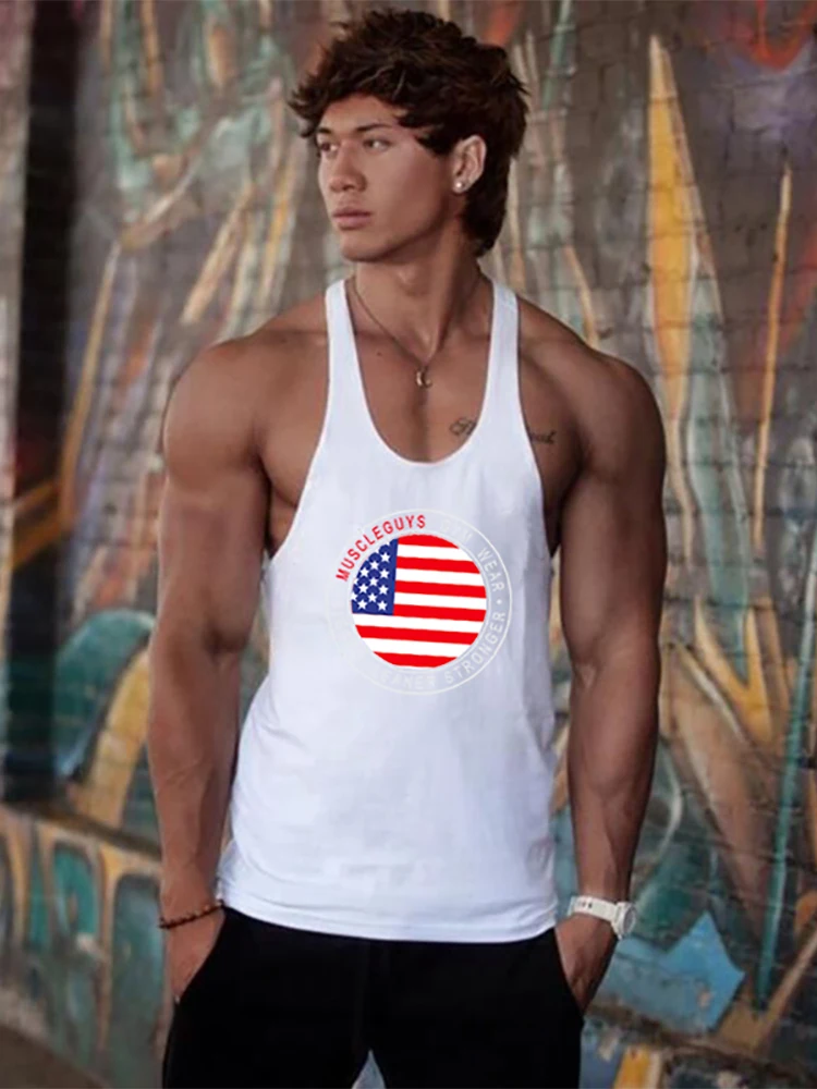 Muscleguys летняя одежда майка для тренажерных залов мужские фитнес Y Back