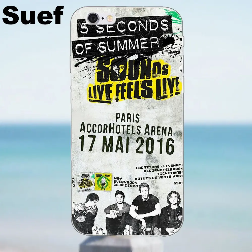 5sos 5 секунд летней мягкой ТПУ кожи живописи для iPhone X 4 4S 5S 5C SE 6 6S 7 8 Plus Galaxy J1 J3 J5 J7 A3 A5