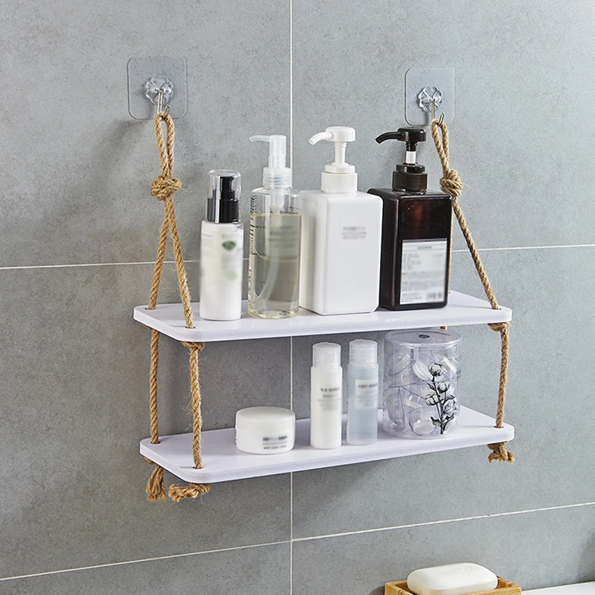 Wooden Hanging Shelf Swing Rope Floating Shelves 2 Tier Jute Wall Display Rack Children room kids clothing store display | Дом и сад