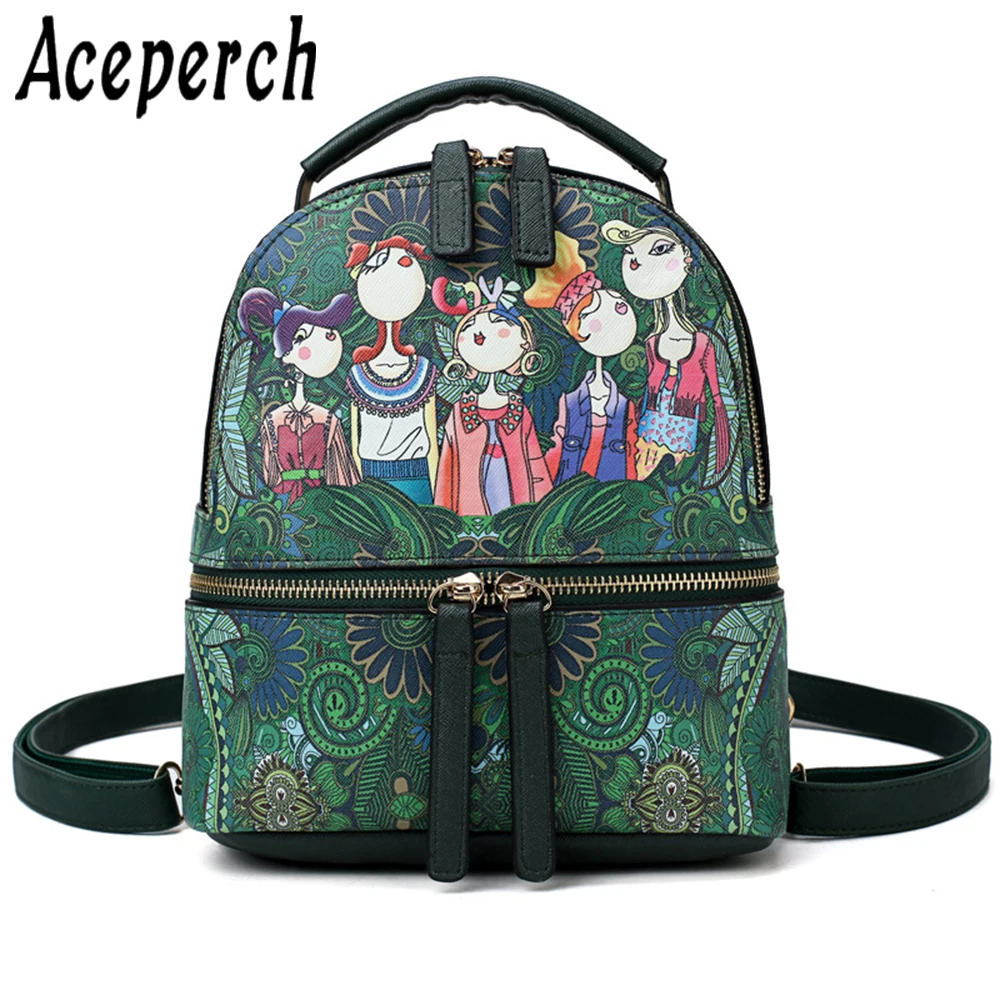Женский рюкзак из искусственной кожи ACEPERCH школьный высокого качества для