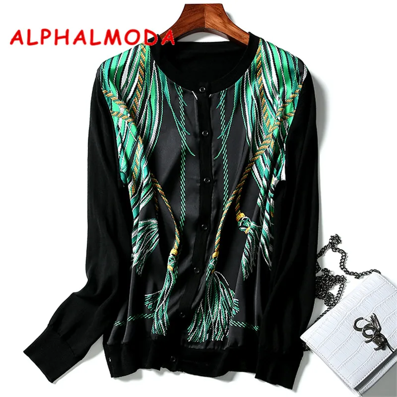 Новинка осени кардиганы с принтом модный шифоновый кардиган ALPHALMODA 3D вязаный в