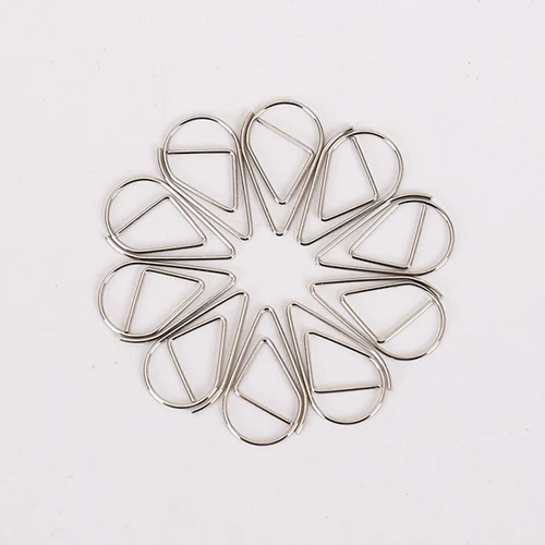 silver 10pcs 10 шт./партия в форме капли металлические зажимы, милые цветные скрепки для бумаги 6 цветов держатель для офисной бумаги - Цвет: silver 10pcs