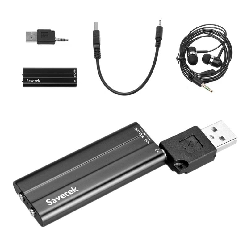 

OOTDTY Audio Recorder 8GB/16GB Mini Clip USB Pen MP3 Player Voice Activated
