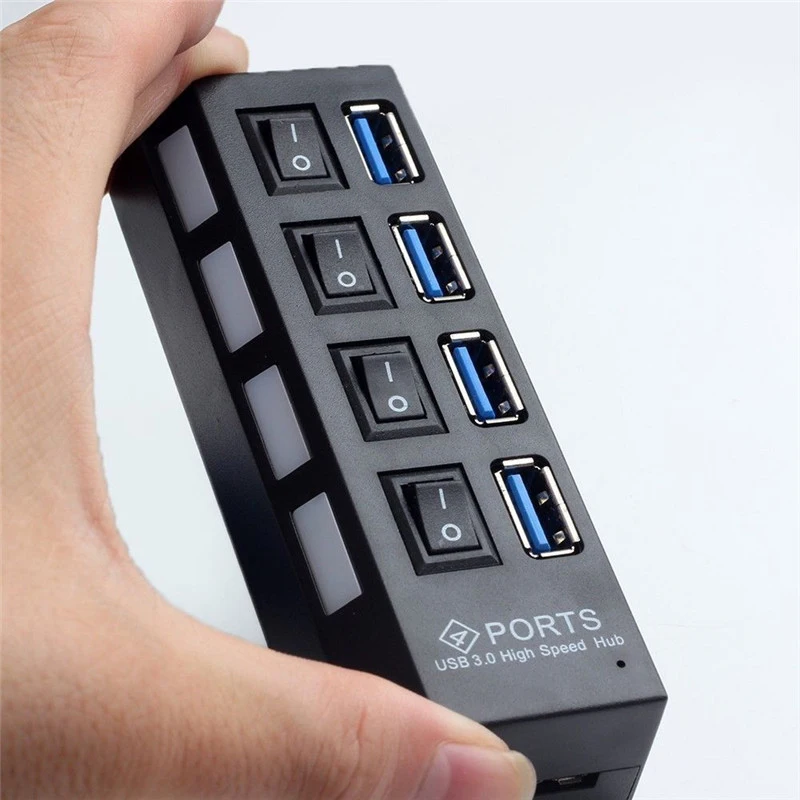 Usb-концентратор 3,0 4 Порты и разъёмы USB 3,0 концентратор разветвитель с Мощность адаптер Мульти USB hab высокое Скорость 5 Гбит/с для портативных ПК крепление и аксессуары