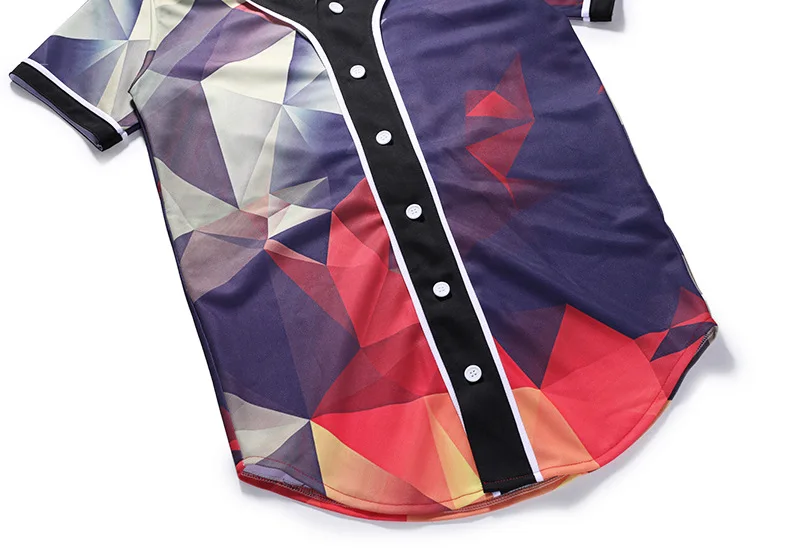 Мужская хипстерская бейсбольная рубашка с 3D клетчатым принтом мужская новая