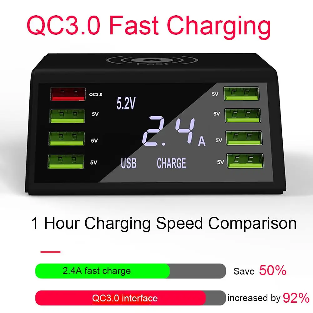 Новинка 2019 беспроводное зарядное устройство 9 в 1 быстрая зарядка QC 3 0 зарядная
