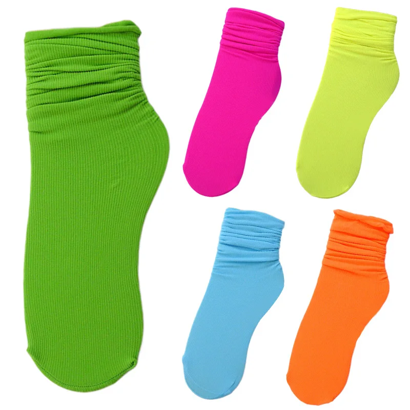 5 pairs Неоновые носки для женщин модная уличная одежда Harajuku Calcetines яркие цвета милые носки корейский стиль женские носки желтый оранжевый - Цвет: 5 pairs