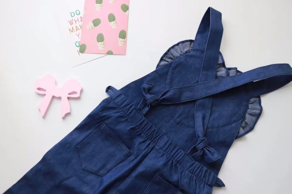 Kids Girls Denim Bell-bottom Overalls Trousers 2018 Children Toddlers Flares Flowers Pants Jean Overlls | Мать и ребенок