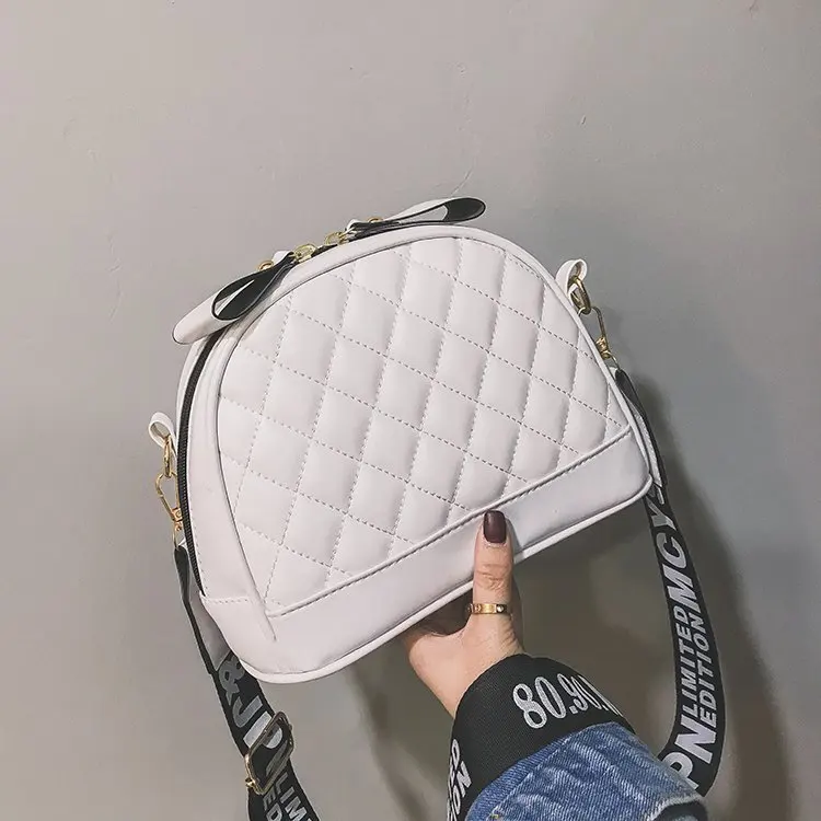 Белый summer hot sale diamond lattice zipper bow design crossbody bags for womenfemale PU leather fashion meaaenger handbag - Цвет: Белый
