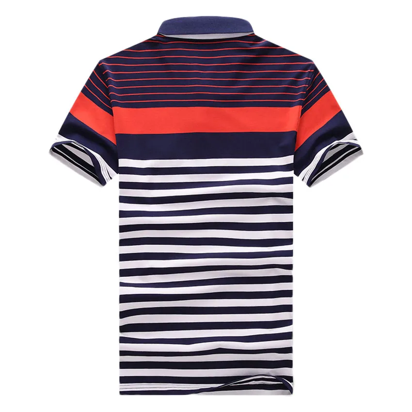 Мужская футболка с отложным воротником Повседневная облегающая в полоску